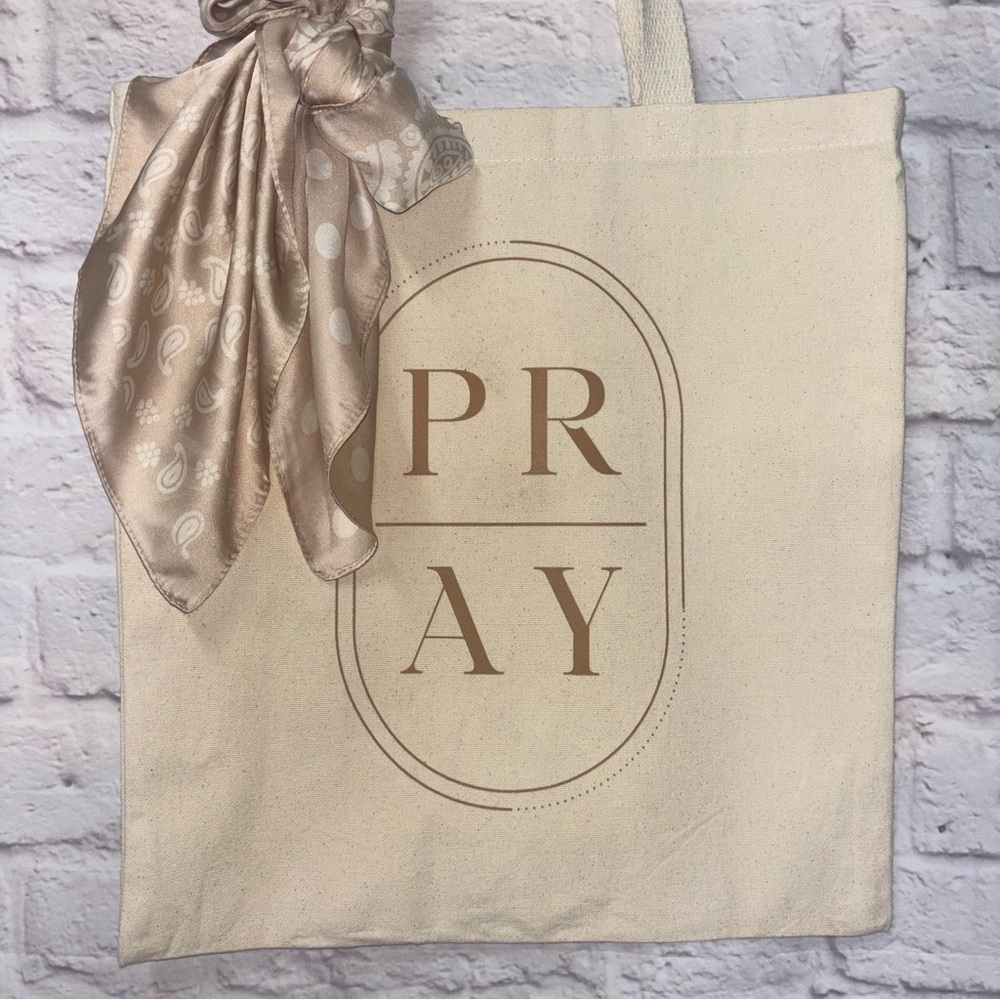 Canvas Tote with Silk Scarf - Picture 2 of 4
